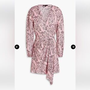 NWT MAJE Metallic Paisley-Print Mini Wrap Dress